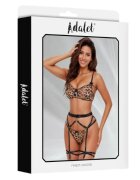 ADALET Lenjerie sexy 4 piese HELENA cu sutien chilot tanga ham și portjartier model cu animal print leopard mărimea L-XL model HELENA