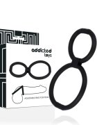 ADDICTED TOYS Inel pentru penis - Ajustable Ring dublu pentru imbunatatirea performantelor sexuale din silicon negru