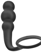 ADDICTED TOYS Plug anal cu inel pentru penis Anal Plug with Ring Model 1 diametre 2.4 - 3 cm din silicon negru