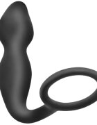 ADDICTED TOYS Plug anal cu inel pentru penis Anal Plug with Ring Model 2 diametre 2.7 - 3 cm din silicon negru