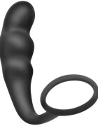 ADDICTED TOYS Plug anal cu inel pentru penis Anal Plug with Ring Model 4 diametre 2.7 - 3.2 cm din silicon negru