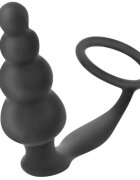 ADDICTED TOYS Plug anal cu inel pentru penis Anal Plug with Ring Model 5 diametre 1.6 - 3.5 cm din silicon negru