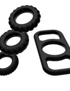 ADDICTED TOYS Set 4 inele pentru penis Cock Ring Set din silicon flexibil diametre progresive 2.1 - 2.8 cm negru