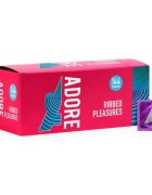 ADORE Prezervative Ribbed Pleasure cu nervuri reliefate pe lungime din latex lubrifiate 52 ± 2 mm 144 buc