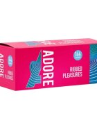 ADORE Prezervative Ribbed Pleasure cu nervuri reliefate pe lungime din latex lubrifiate 52 ± 2 mm 144 buc
