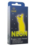 Amor Prezervative Neon fosforescente din latex lubrifiate diametru 54 mm 6 buc