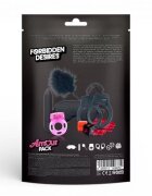 AMOUR PACK Set erotic Forbidden Desire cu stimulator inel pentru penis vibrator mască cătușe zaruri pană pentru stimulare și petale pentru cupluri