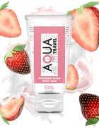 AQUA Lubrifiant cu aromă TRAVEL Strawberry Cream pe bază de apă cu gust delicios de căpșuni și frișcă 50 ml