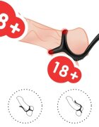 ARMONY Inel dublu pentru penis Treasure Double Anal Ring cu capat pentru stimulare anala din silicon negru