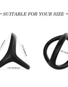 ARMONY Inel pentru penis - Tresor dublu pentru stimularea erectiei din silicon negru