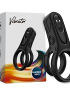 ARMONY Inel vibrator dublu pentru penis - Vibrator 9 moduri de vibrare negru