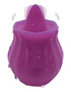 ARMONY Stimulator clitoris HAPPY MEETING - Rose with Tongue cu funcție de simulare sex oral 10 funcții de vibrație în formă de trandafir culoarea mov