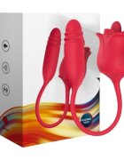 ARMONY Vibrator dublu Rose 3 in 1 în formă de trandafir 10 funcții de aspirație 10 funcții de vibrație roșu