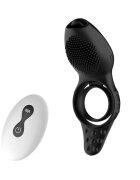 B-SERIES Inel pentru penis Penis Ring Licking Vibrations cu telecomandă și stimulator cu funcție de simulare sex oral negru