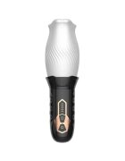 B-SERIES Masturbator automat Cyclone Blowjob Simulator cu 5 funcții de rotație 360° 10 funcții de vibrație alb cu negru