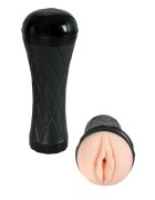 B-SERIES Masturbator Cyber Skin pentru stimulare vaginala reala control telecomanda 7 functii vibrare 23.5 cm negru