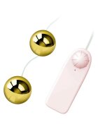 Baile Bile vibratoare Golden Ball pentru stimulare vaginală sau anală control prin telecomandă cu fir culoare auriu