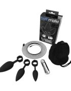 BATHMATE Set plug anal Anal Training Plugs Vibe 3 dopuri anale + vibrator bullet cu 10 funcții de vibrație negru cu argintiu