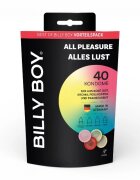 BILLY BOY Prezervative All Pleasure cu 7 modele de prezervative clasice colorate aromate și cu inel integrat 40 bucăți