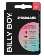 BILLY BOY Prezervative Special Mix din latex natural lubrifiate și rezistente diametru 52 / 55-62 mm transparente 4 buc