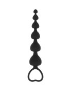 BLACK & SILVER Bile anale BLACK&SILVER Mila Anal Heart-Beads rozariu anal din silicon bile în formă de inimă diametru progesiv 1 - 3.2 cm negru