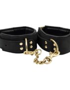 BOUND NOIR Cătușe Nubuck din piele naturală și alamă ajustabile negru cu auriu