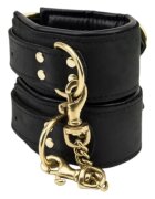 BOUND NOIR Cătușe Nubuck din piele naturală și alamă ajustabile negru cu auriu