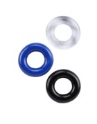 CHISA Set 3 inele pentru penis GK POWER Donut Rings din TPE diametru 1.8 cm culori albastru alb și negru