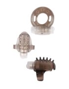 CHISA Set inele vibratoare pentru penis GK POWER Teaser Ring Kit diametre 2 - 3.8 cm maro transparent