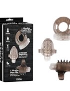 CHISA Set inele vibratoare pentru penis GK POWER Teaser Ring Kit diametre 2 - 3.8 cm maro transparent