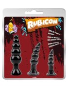 CHISA Set plug anal Rubicon Late Night Pleasure Kit 3 dopuri anale cu ventuză pentru fixare lungimi 12 - 18.5 cm negru