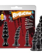 CHISA Set plug anal Rubicon Late Night Pleasure Kit 3 dopuri anale cu ventuză pentru fixare lungimi 12 - 18.5 cm negru