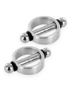  Cleme magnetice pentru sfârcuri METAL HARD Magnetic Nipple Clamps din oțel inoxidabil culoare argintiu și negru 2 buc
