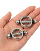  Cleme magnetice pentru sfârcuri METAL HARD Magnetic Nipple Clamps din oțel inoxidabil culoare argintiu și negru 2 buc