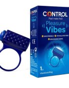 CONTROL Inel vibrator pentru penis Pleasure Vibes pentru îmbunătățirea performanțelor sexuale culoare albastru