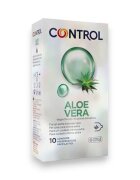 CONTROL Prezervative Aloe Vera din latex vegane cu Aloe Vera lubrifiate diametru 54 mm 10 buc