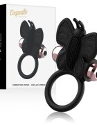COQUETTE Inel vibrator pentru penis TOYS - Butterfly cock ring pentru imbunatatirea performantelor sexuale si stimularea clitorisului din silicon negru