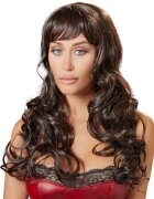 COTTELLI Perucă sexy Accessoires pentru jocuri erotice și costume roleplay păr lung și ondulat cu breton culoarea maro