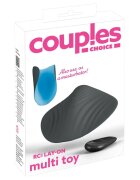 COUPLES CHOICE Vibrator cupluri Lay-on Multi Toy stimulator clitoris și masturbator 10 funcții de vibrație negru cu albastru