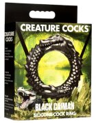 CREATURE COCKS Inel pentru penis Black Caiman în formă de aligator pentru jocuri de fantezie din silicon diametru 4 cm negru