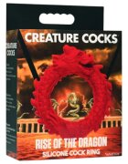 CREATURE COCKS Inel pentru penis Rise of the Dragon pentru jocuri de fantezie din silicon flexibil diametru 4 cm roșu