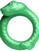 CREATURE COCKS Inel pentru penis Serpentine în formă de șarpe pentru jocuri de fantezie din silicon flexibil diametru 4 cm verde