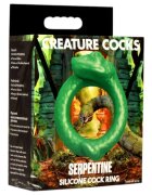 CREATURE COCKS Inel pentru penis Serpentine în formă de șarpe pentru jocuri de fantezie din silicon flexibil diametru 4 cm verde