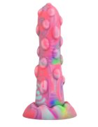 CYBERSILICOCK Dildo Epic - NIXIE din silicon cu striati roz cu verde 15.5 cm