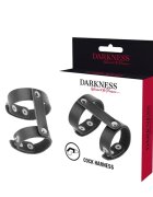 DARKNESS Inel pentru penis - Cock Harness ajustabil din piele ecologica negru