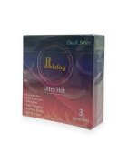 Diblong Prezervative subțiri Ultra Hot cu efect de încălzire lubrifiate din latex 52 ± 2 mm 3 buc