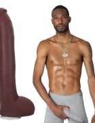 Doc Johnson Dildo realist Ultraskyn Signature Cocks - Hollywood Cash bază cu ventuză pentru fixare 29 cm culoarea maro