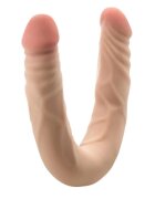 DR. SKIN+ Dildo dublu 14 Inch Posable Double Dong pentru dublă penetrare senzație realistă ultra-moale 35.5 cm culoarea pielii