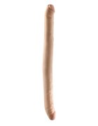 DR. SKIN+ Dildo dublu 16.5 Inch Posable Double Dong pentru dublă penetrare senzație realistă ultra-moale 42 cm culoarea pielii