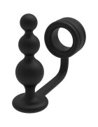 DREAM toys Inel pentru penis cu plug anal RAMROD 2-In-1 Dual Pleasure lungime 11 cm din silicon negru